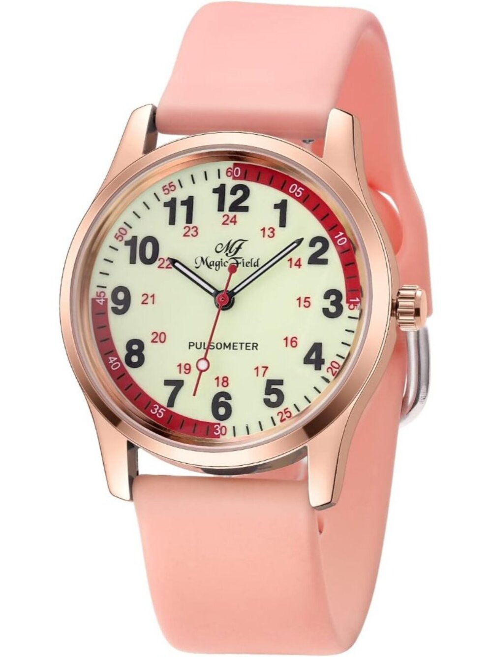 Women's Pink Easy to Read Military Time Waterproof Luminous Wrist Watches